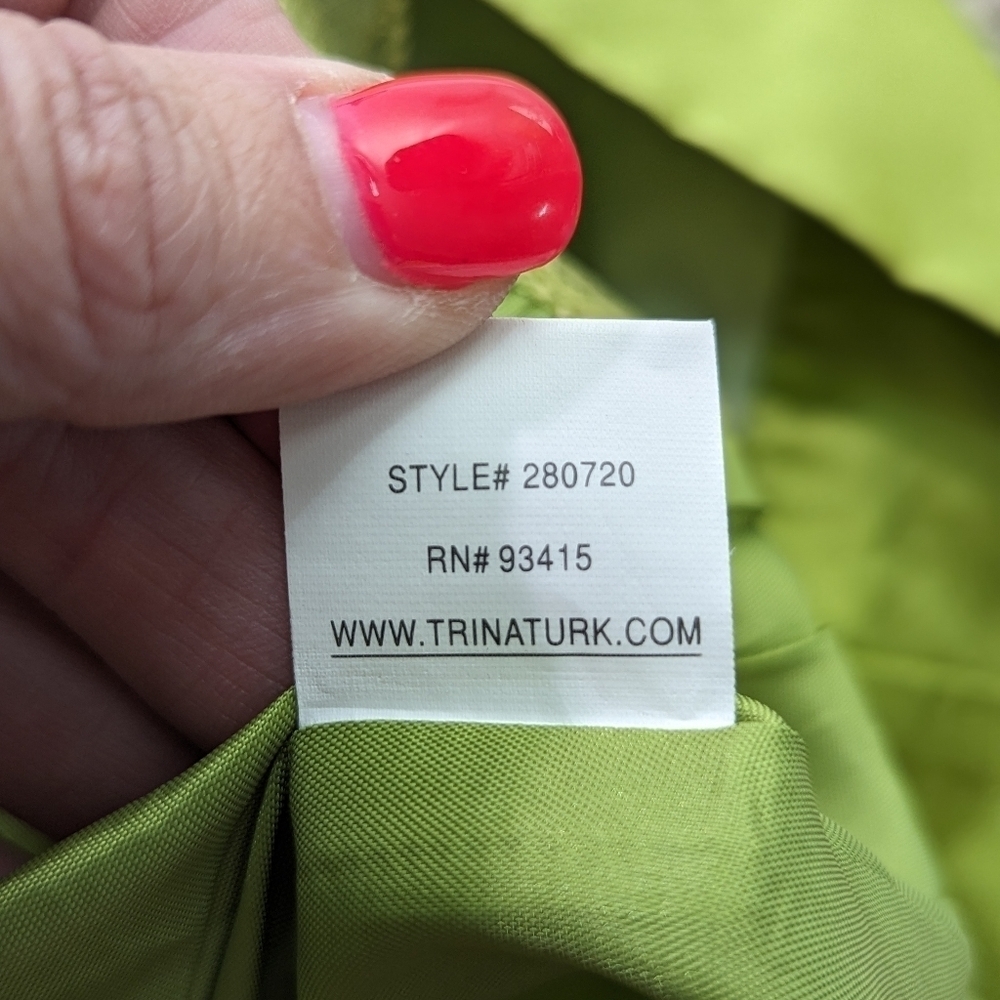 Y2K Trina Turk Silk Bow Mini Skirt Chartreuse Green S - Picture 9 of 12